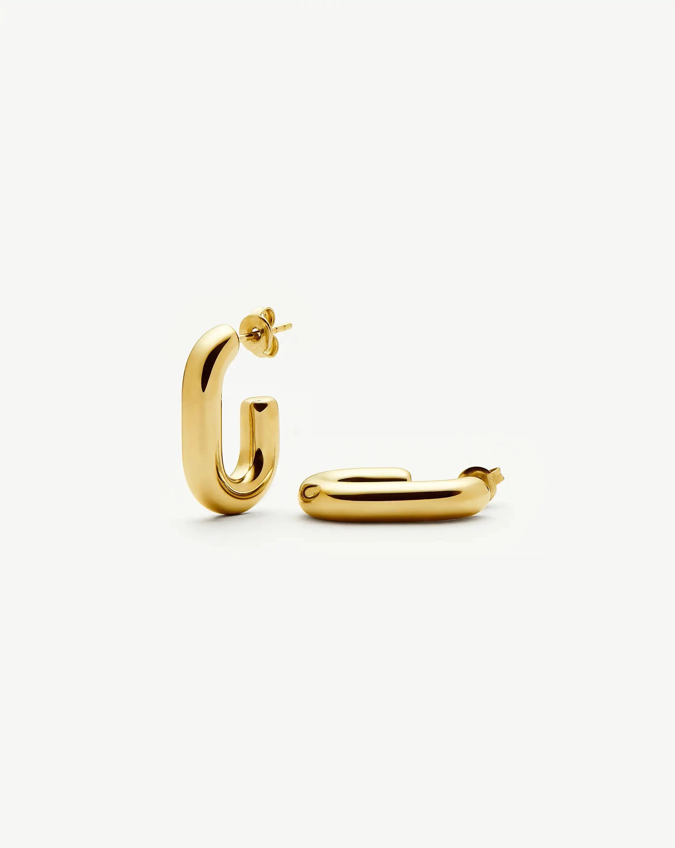 Chubby Oval Small Hoop Earrings - 18k Gold Plated