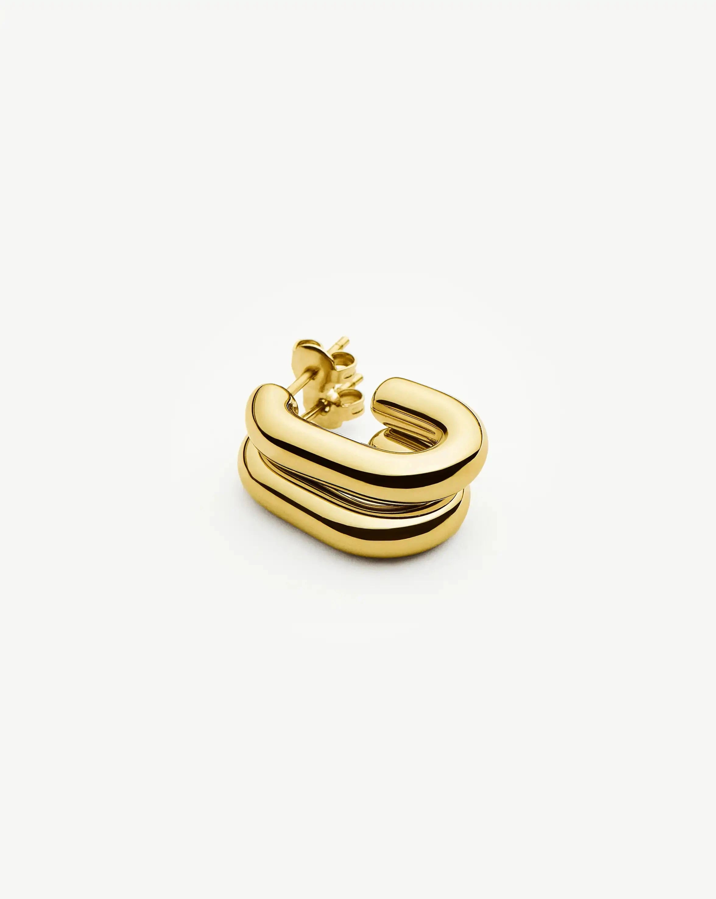 Chubby Oval Small Hoop Earrings - 18k Gold Plated